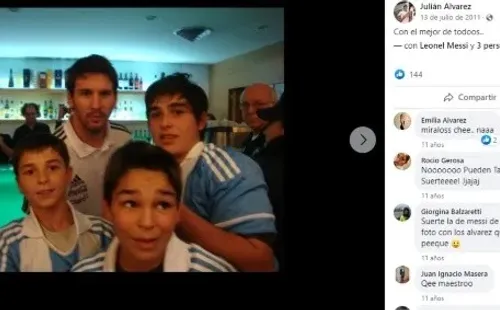 La publicación de Julián Álvarez en su Facebook hace once años. | Foto: Captura.