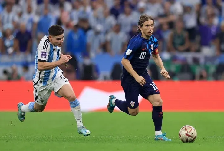 Luka Modric en la semifinal de Argentina vs Croacia