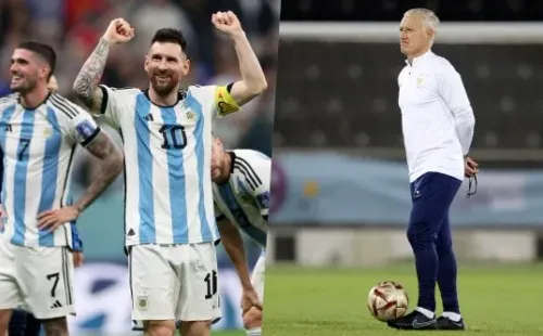Messi celebra, Deschamps mira atento. Este domingo habrá nuevo campeón del mundo. | Foto: Getty