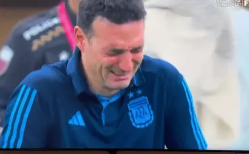 Lionel Scaloni y su emoción tras ganar el Mundial de Qatar 2022 con Argentina. (Captura).