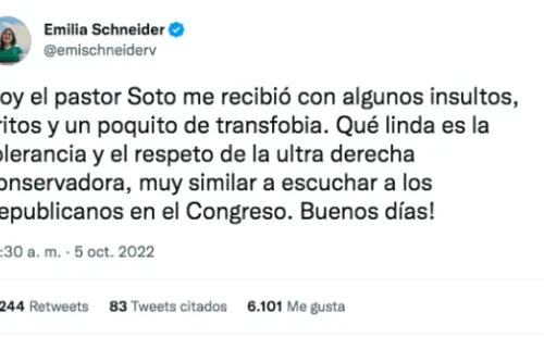 Emilia Schneider arremete con todo tras recibir ataque del Pastor Soto.(Foto: Twitter)