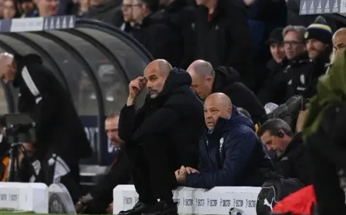 Pep Guardiola sufrió con el descuento del Leeds ante el City. Foto: Getty Images