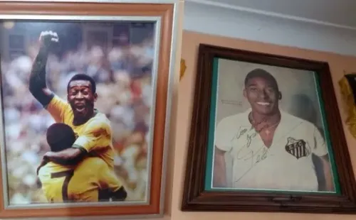 Fotos de Pelé con autógrafo. | Foto: Paulo Flores
