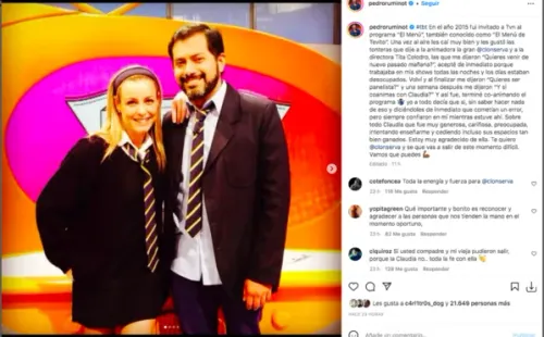 Ruminot sorprende dedicando tierno mensaje a Claudia Conserva.(Foto: Instagram)