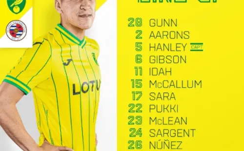 Marcelino Núñez fue protagonista en la entrega de la alineación del Norwich City en la 25° fecha de la Championship. (Captura).