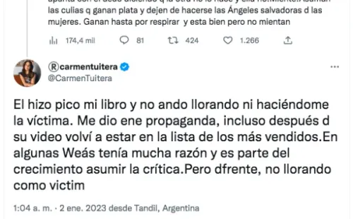 Carmen Tuitera “le pega” a Larraín en polémica con Cesarito.(Foto: Twitter)