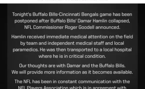 El comunicado oficial por parte de la NFL.