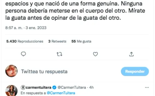 Carmen Tuitera no da tregua a Anto Larraín y vuelve a arremeter.(Foto: Twitter)