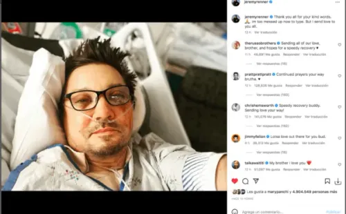 Jeremy Renner comparte impactante foto hospitalizado.(Foto: Instagram)