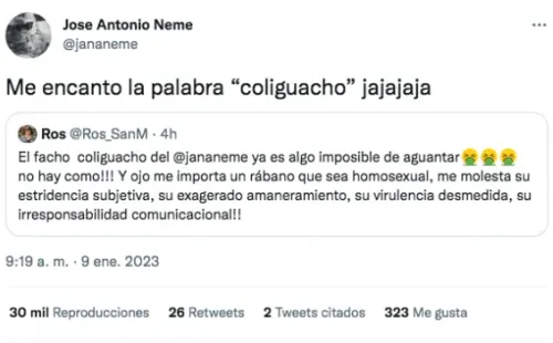 José AntonioNeme responde a mujer que lo tilda de “coliguacho”.(Foto: Twitter)