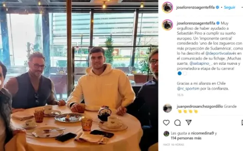 José Lorenzo y su declaración en Instagram por el fichaje de Sebastián Pino por el Deportivo Alavés de España. (Captura).