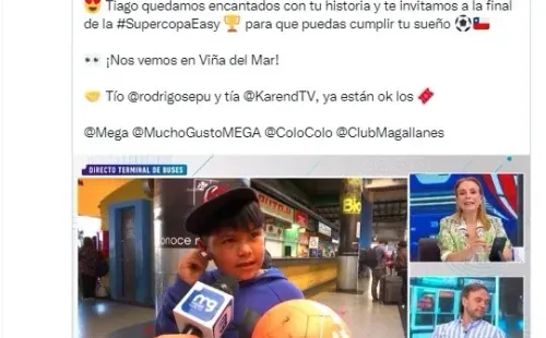 Tiago de seguro quedó feliz al saber que podrá cumplir su sueño de ver a Colo Colo, y más en la final de la Supercopa.