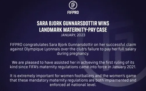 El comunicado a favor de la islandesa | Twitter FIFPro