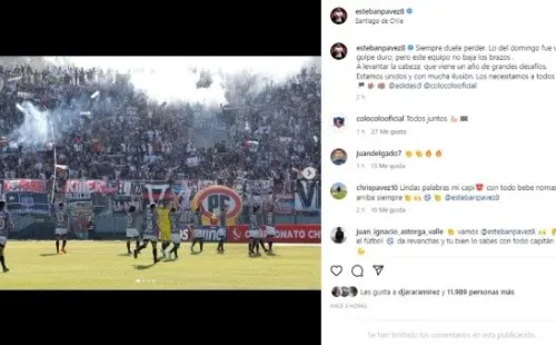 La publicación de Pavez en su Instagram personal. | Foto: Captura.