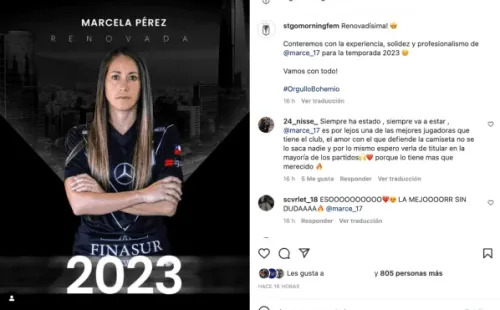 La confirmación de la permanencia de Marcela Pérez en el club. | Instagram Stgomorningfem