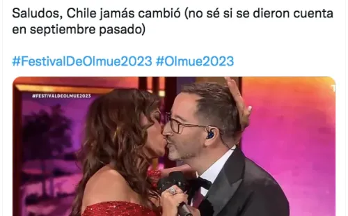 Critican beso entre animadores de Olmué 2023.(Foto: Twitter)