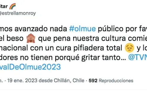 Critican beso entre animadores de Olmué 2023.(Foto: Twitter)