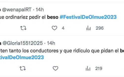 Critican beso entre animadores de Olmué 2023.(Foto: Twitter)