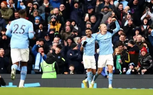 Erling Haaland lideró la victoria del Manchester City ante el Wolves. Foto: Getty Images