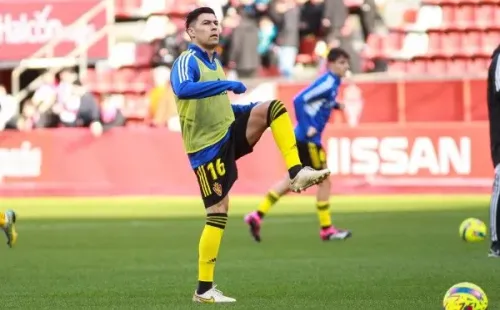 Tomás Alarcón jugó solo 7 minutos y vio la tarjeta roja. Foto: Comunicaciones Zaragoza.