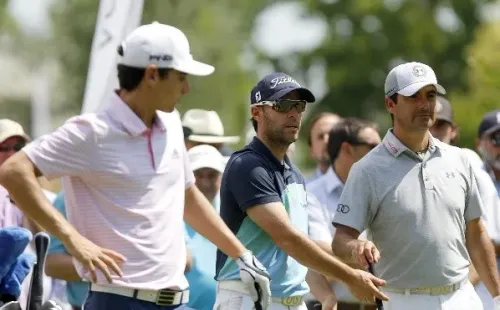 Joaquín Niemann, Mark Tullo y Felipe Aguilar en el Abierto de Golf Sport Frances, en 2018. | Foto: Agencia Uno