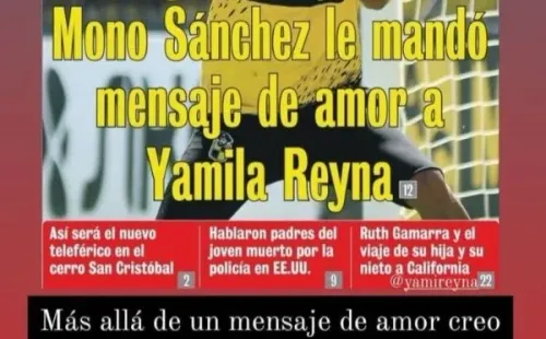El mensaje de Mono Sánchez a Yamila Reyna en Instagram.