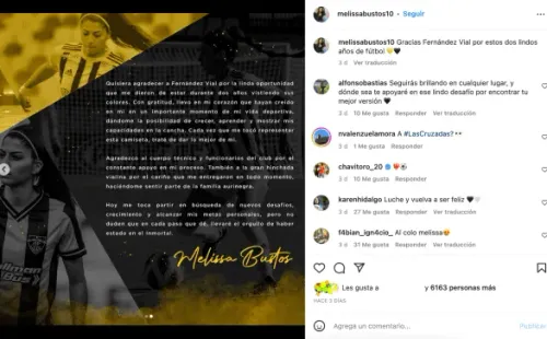 La despedida de Melissa Bustos de Fernández Vial. | Instagram
