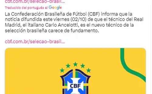 El comunicado oficial de Brasil | Captura.