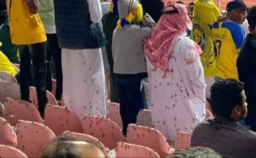 Hasta las langostas llegaron a ver los cuatro goles de Cristiano en el Al Nassr. Foto: Twitter.