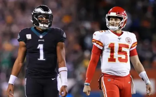 Jalen Hurts y Patrick Mahomes comandarán ofensivamante a los Philadelphia Eagles antes los Kansas City Chiefs. | Foto: Getty Images.