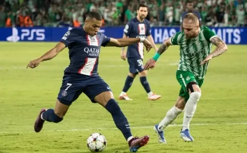 Mbappé jugando en la Champions League esta temporada (Getty)