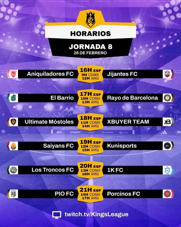 Programación jornada 8 de la Kings League