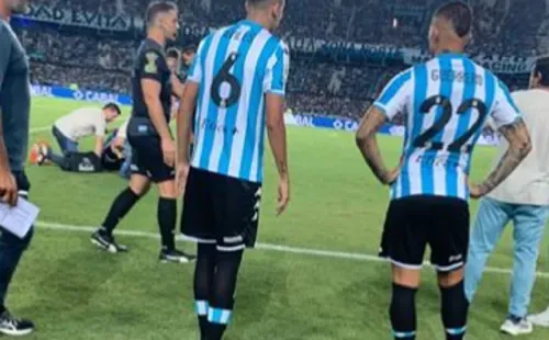 Tomás Avilés en los momentos previos a debutar con el primer equipo de Racing Club.