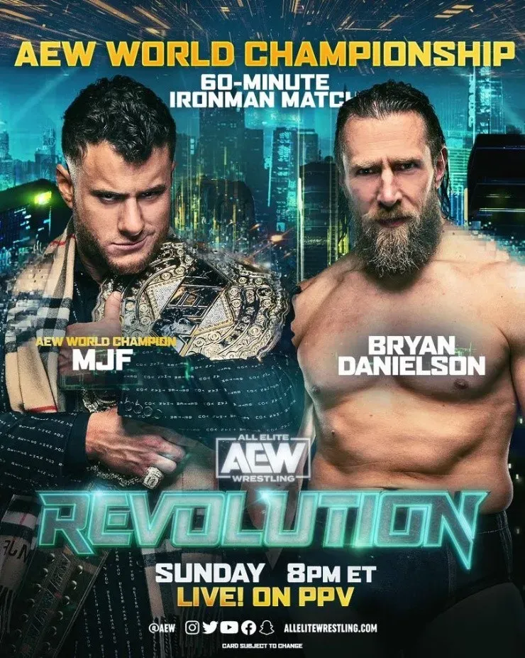 Bryan Danielson enfrenta a MJF por el título Mundial de AEW en el evento central. (Foto: AEW)
