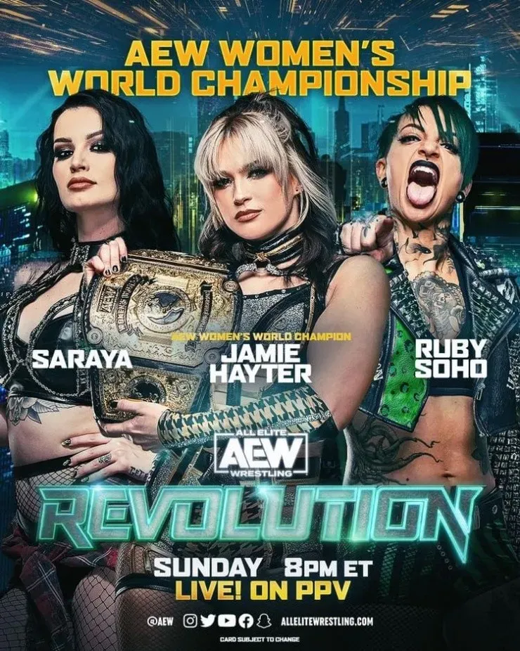 Por el título mundial femenino de AEW, Jamie Hayterenfrentará a SarayayRuby Soho (Foto: AEW)