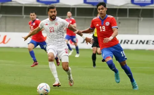 Darío Osorio en el duelo que la Roja perdió frente a Túnez. (Getty Images).