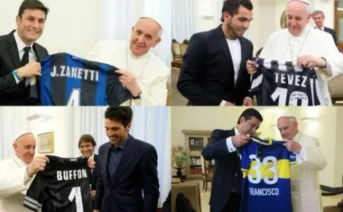 Grandes personalidades del fútbol le han llevado regalos a Jorge Mario Bergoglio.