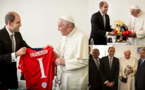 El pillín Sergio Jadue se juntó con el Papa Francisco I durante 50 minutos en la previa de la Copa América 2015, que finalmente Chile le ganaría a Argentina por penales. | Foto: ANFP