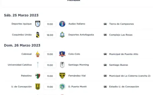 La programación de la fecha 1 del Campeonato Femenino 2023. | Campeonatochileno.cl