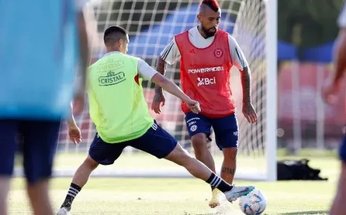 Arturo Vidal también se integró a los trabajos de la Roja este martes. Foto: Comunicaciones @LaRoja