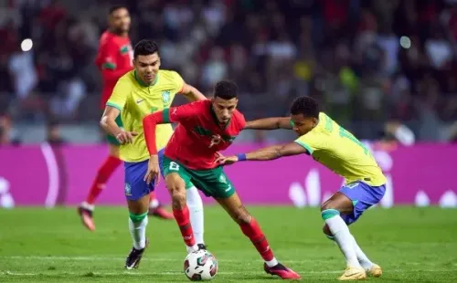 Azzedine Ounahi en acción en el amistoso de Marruecos ante Brasil. (Getty Images).