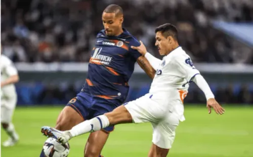 Alexis Sánchez en acción ante el Montpellier por la 29° fecha de la Ligue 1 2022-2023. (Getty Images).