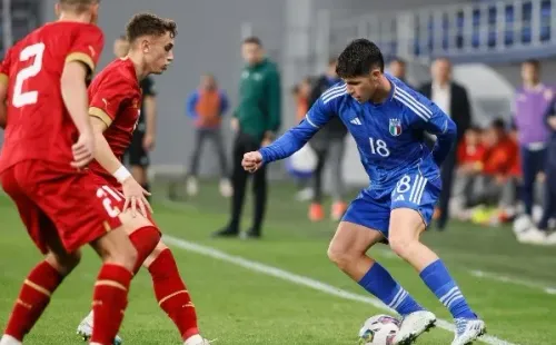 Bruno Zapelli, jugador de Belgrano, en acción por la Sub 21 de Italia. (Getty Images).