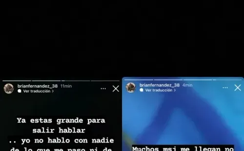 Los mensajes de Brian Fernández en Instagram.
