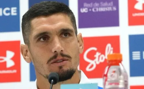 Matías Dituro en la conferencia de prensa de este 13 de abril. (Photosport).