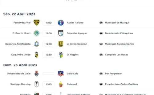 La programación de la fecha 4 del Campeonato Femenino 2023. | campeonatochileno.cl