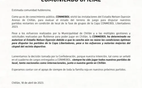 Comunicado de Ñublense.