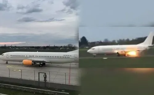 El avión del Arsenal Femenino que se incendió en Wolfsburgo este fin de semana. | Twitter Futfem
