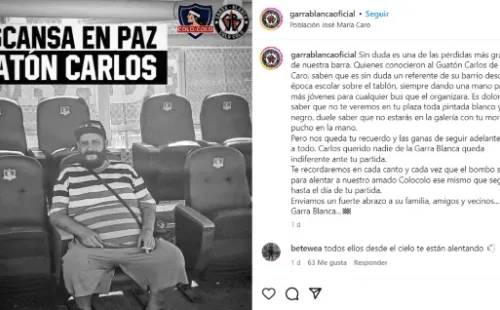 El Guatón Carlos, hincha de Colo Colo fallecido el pasado fin de semana. (Captura Instagram).