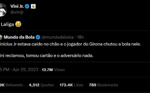 El tuit de Vinícius Junior.